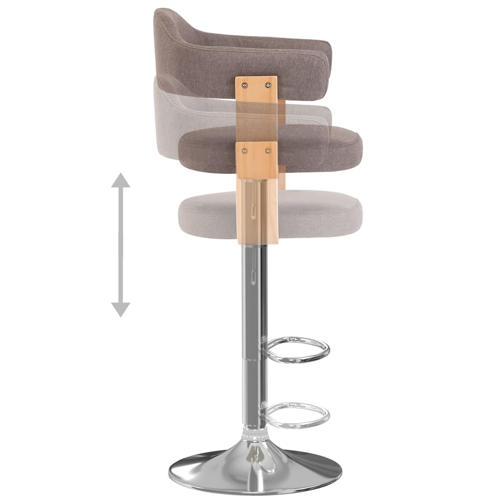 Tabourets de bar lot de 2 taupe bois courbé et tissu - XIOS