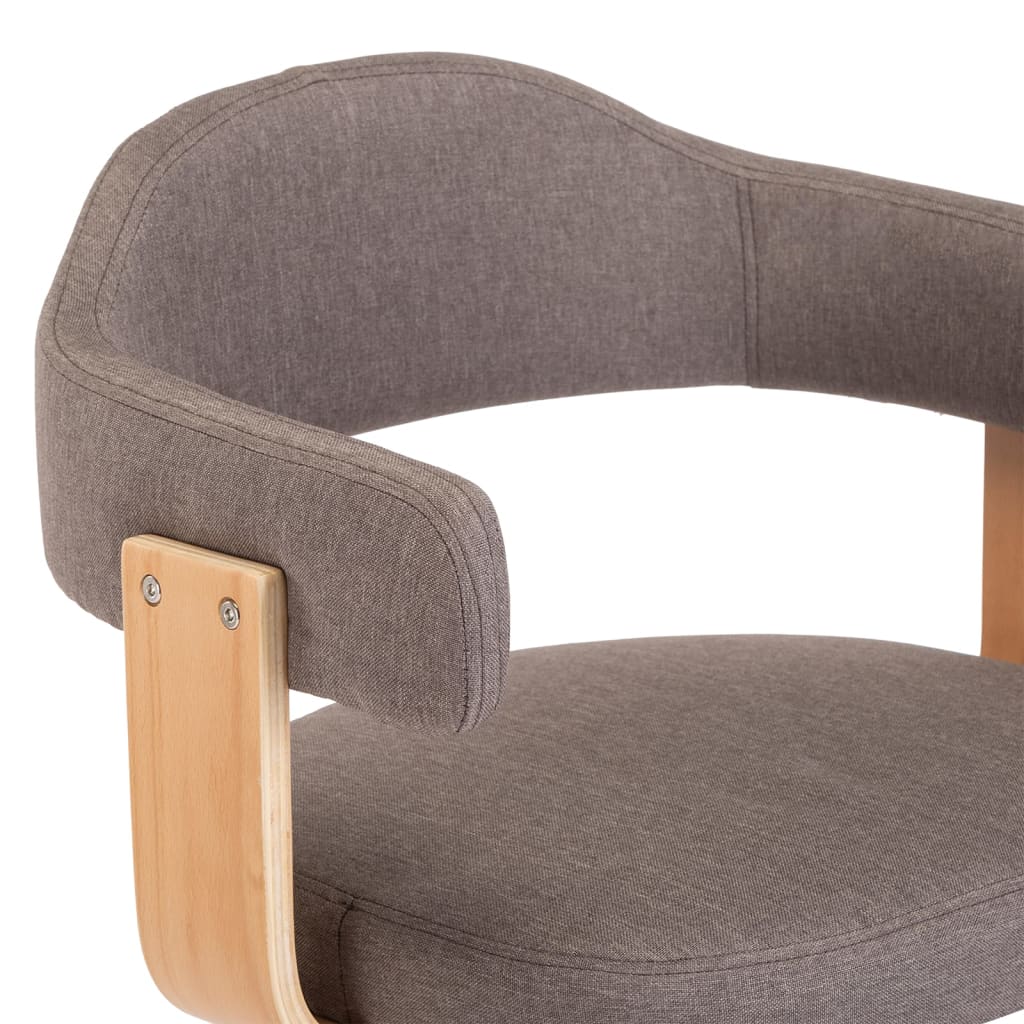 Tabourets de bar lot de 2 taupe bois courbé et tissu - XIOS