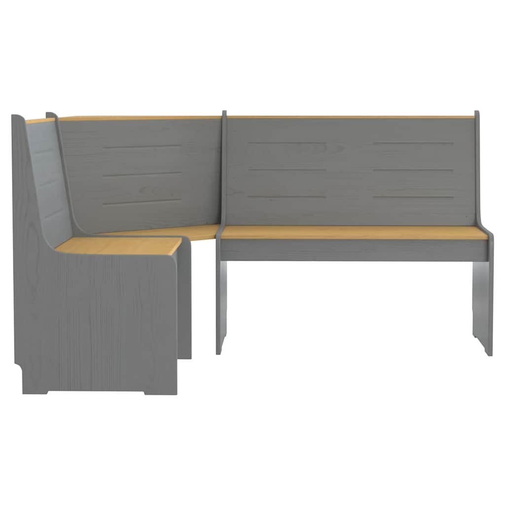 Banc d'angle REINE 151cm marron miel et gris bois de pin solide - XIOS