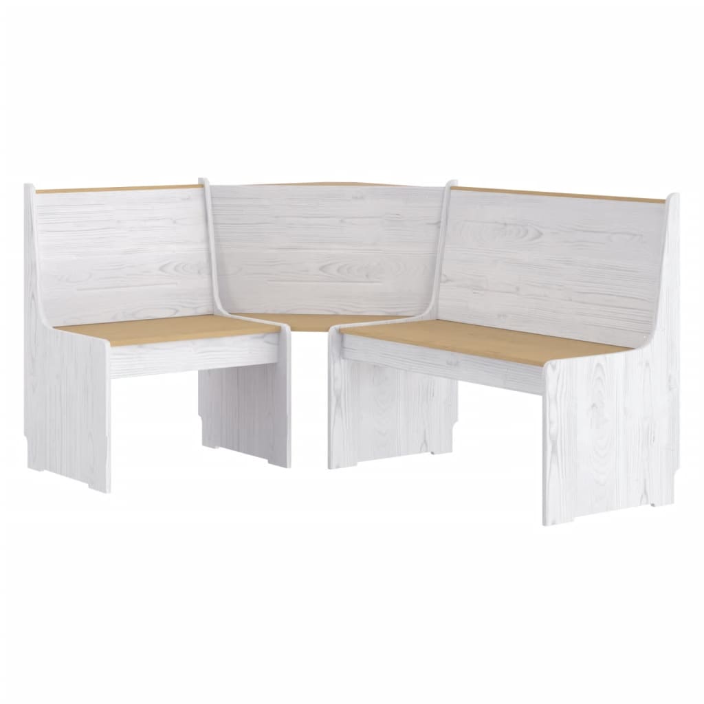 Banc d'angle REINE 151 cm marron miel et blanc bois pin solide - XIOS