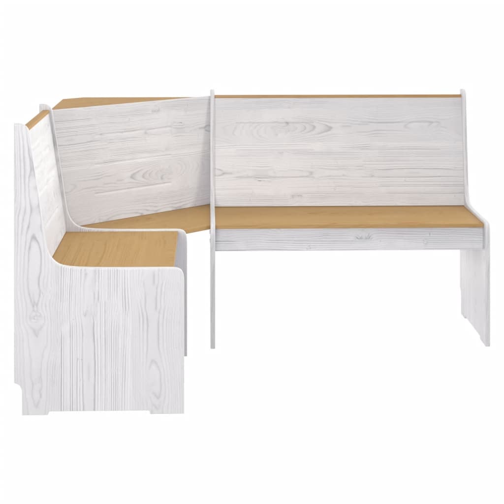Banc d'angle REINE 151 cm marron miel et blanc bois pin solide - XIOS