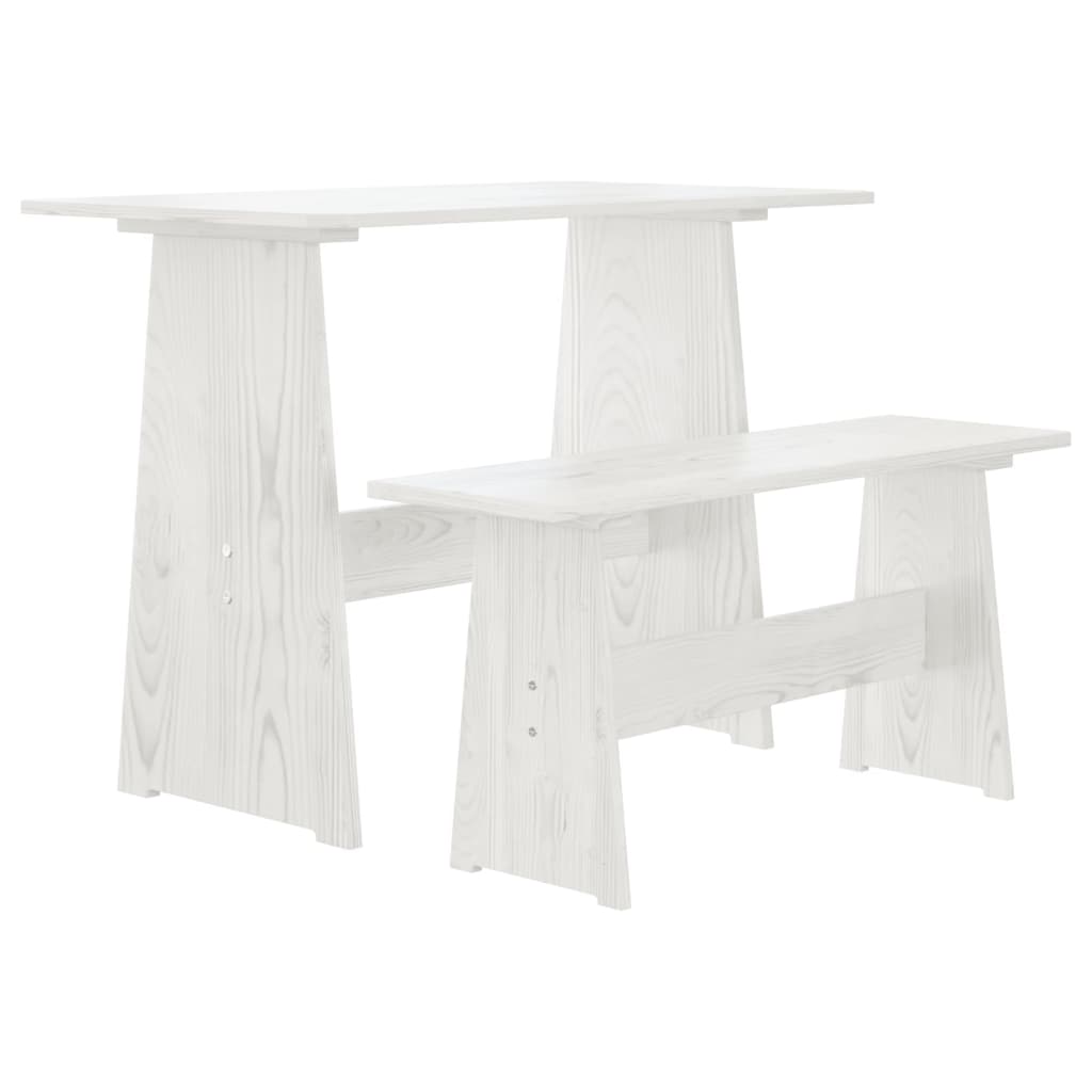 Table à manger avec banc REINE blanc bois de pin solide - XIOS