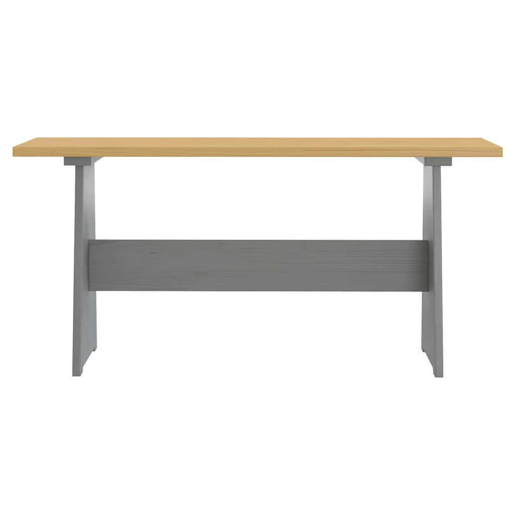 Table à manger et banc REINE marron miel gris bois pin solide - XIOS