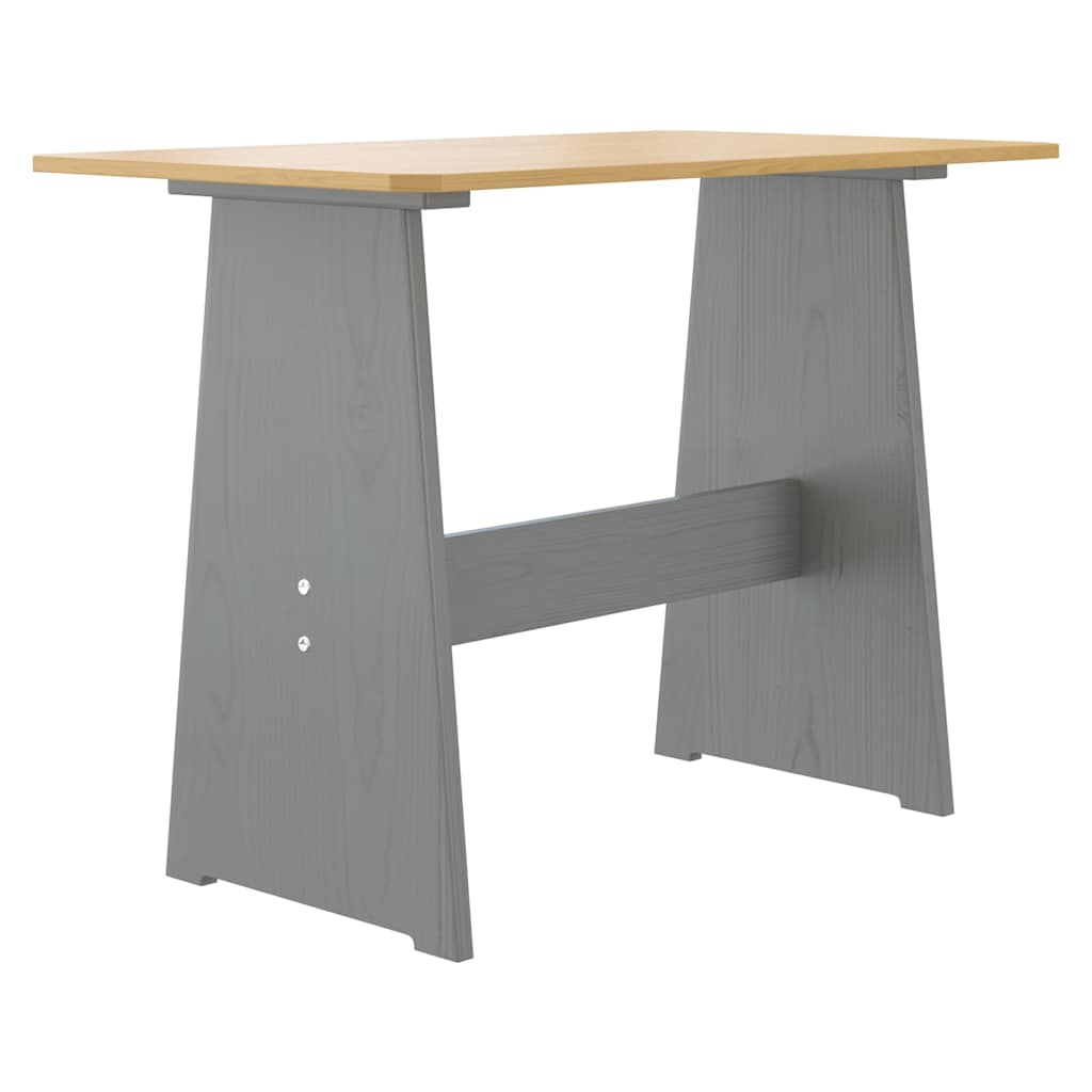 Table à manger et banc REINE marron miel gris bois pin solide - XIOS