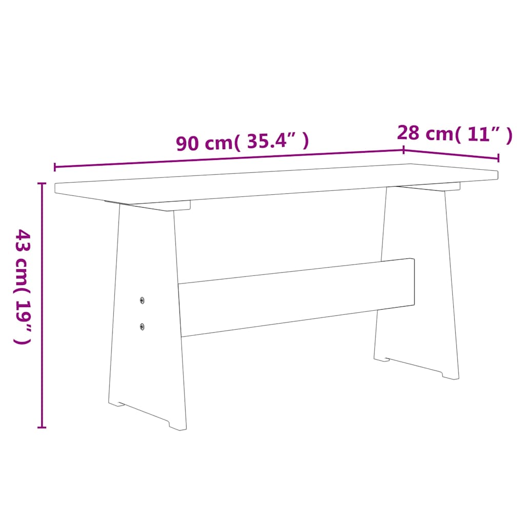 Table à manger et banc REINE marron miel gris bois pin solide - XIOS