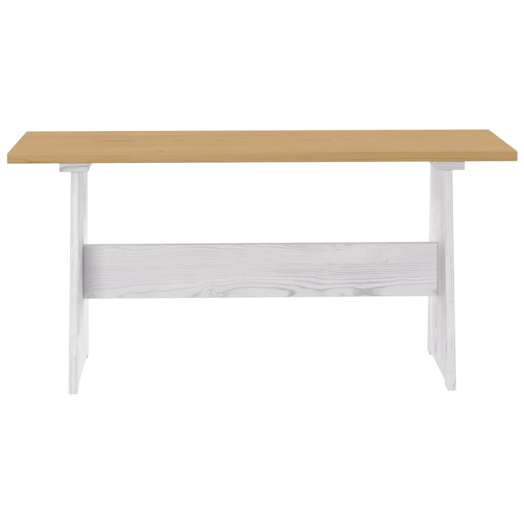 Table à manger et banc REINE marron miel blanc bois pin solide - XIOS