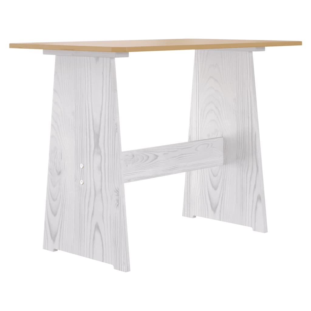 Table à manger et banc REINE marron miel blanc bois pin solide - XIOS