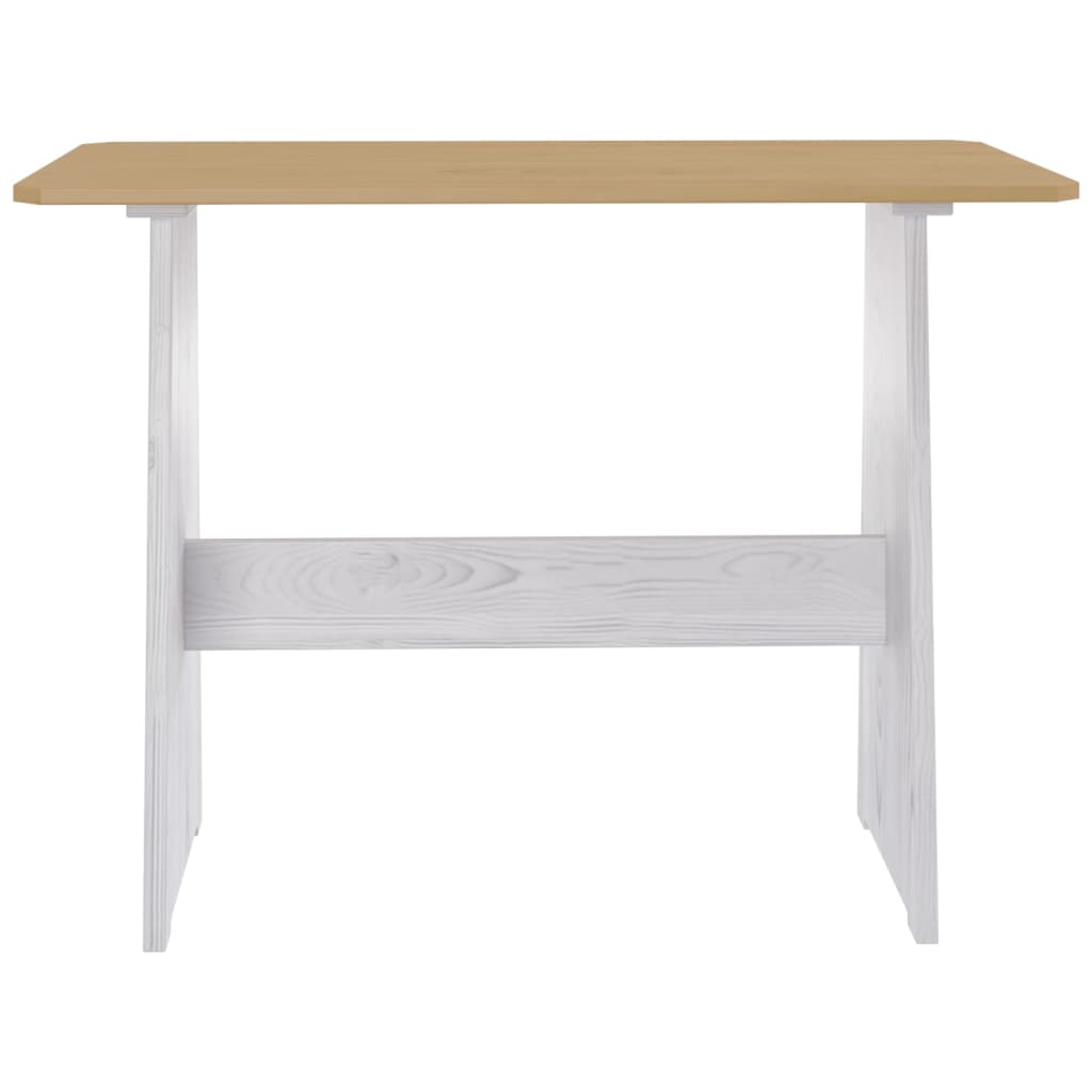 Table à manger et banc REINE marron miel blanc bois pin solide - XIOS