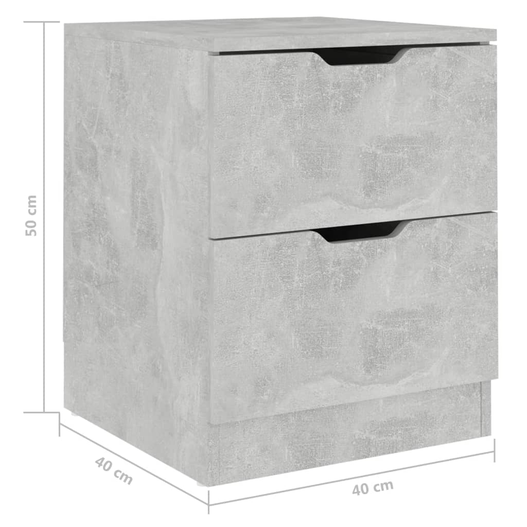 Table de chevet gris béton 40x40x50 cm bois d’ingénierie - XIOS