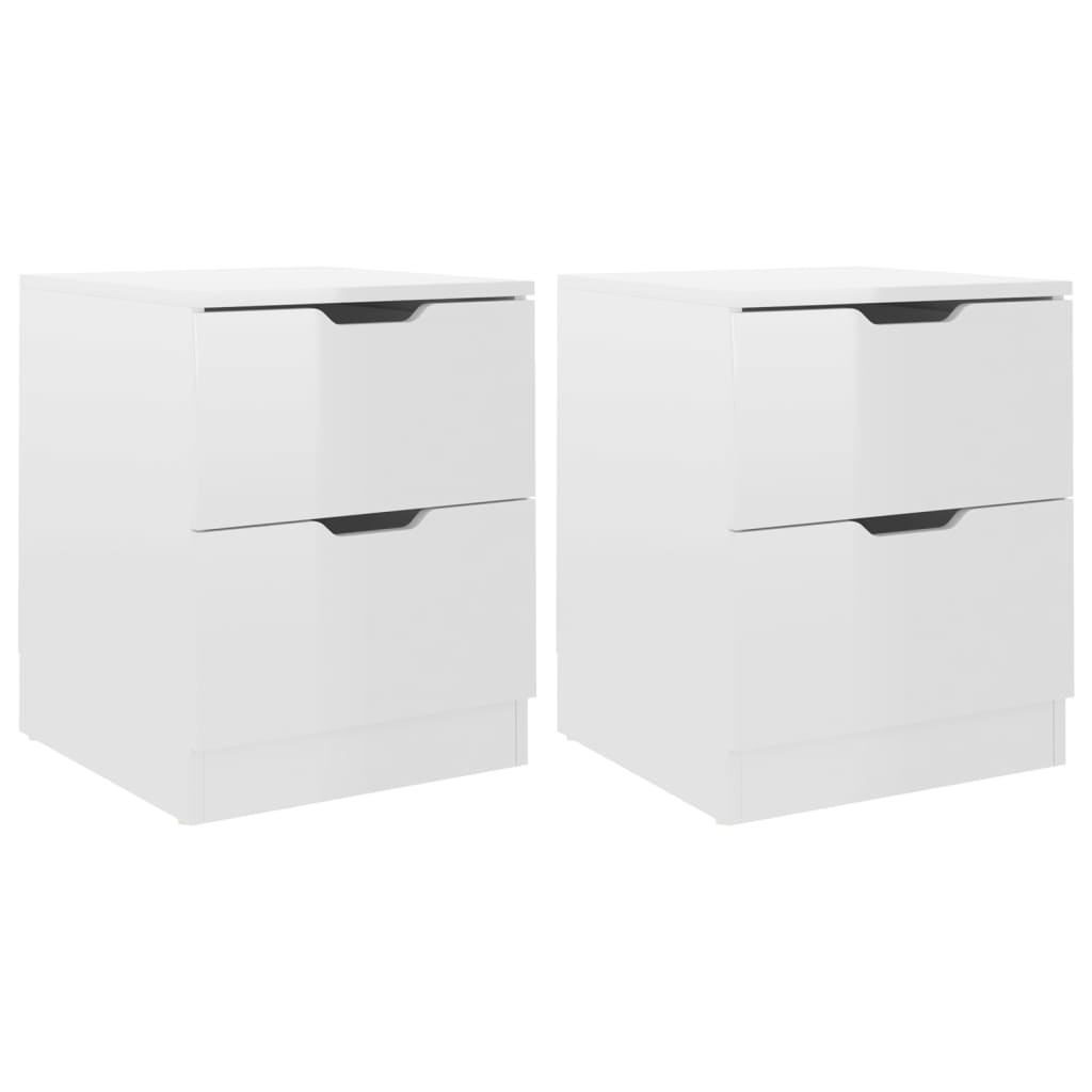 Tables de chevet 2pcs Blanc brillant 40x40x50cm bois ingénierie - XIOS