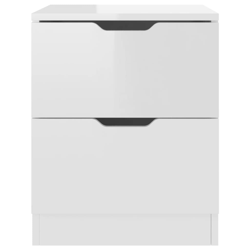 Tables de chevet 2pcs Blanc brillant 40x40x50cm bois ingénierie - XIOS