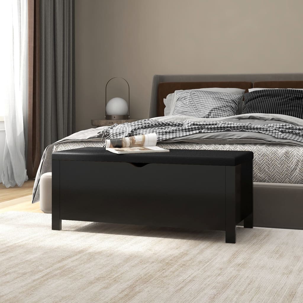 Boîte de rangement avec coussin Noir 105x40x45 cm Aggloméré - XIOS