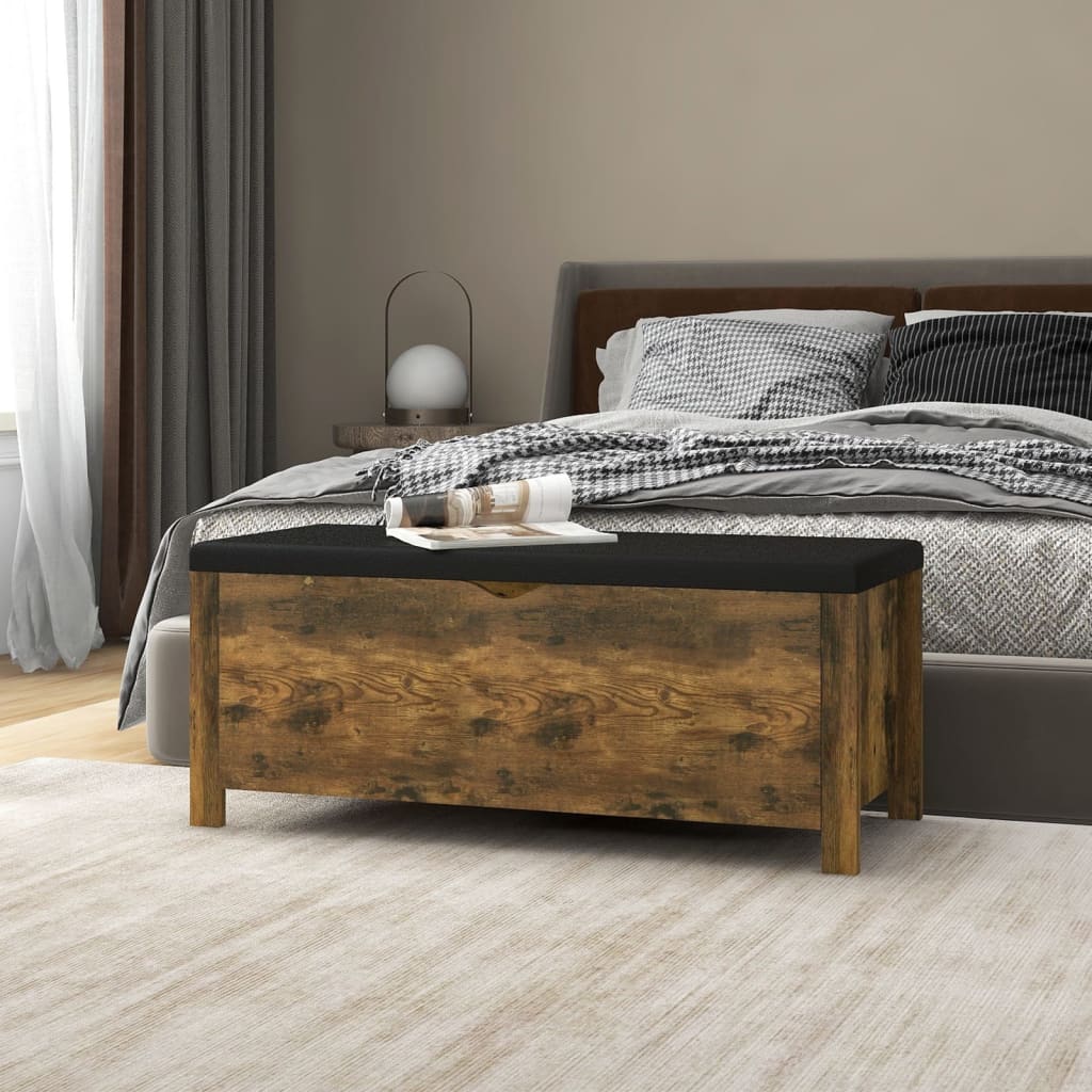Boîte de rangement et coussin Chêne fumé 105x40x45 cm Aggloméré - XIOS