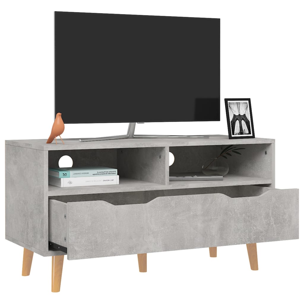 Meuble TV gris béton 90x40x48,5 cm bois d'ingénierie - XIOS