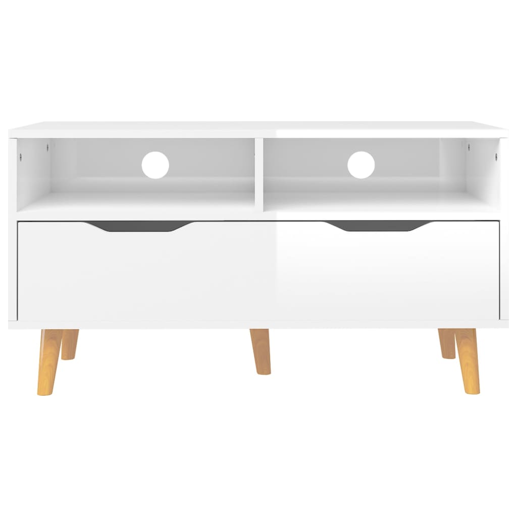 Meuble TV blanc brillant 90x40x48,5 cm bois d'ingénierie - XIOS