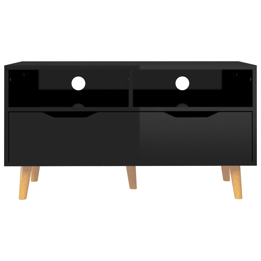 Meuble TV noir brillant 90x40x48,5 cm bois d'ingénierie - XIOS