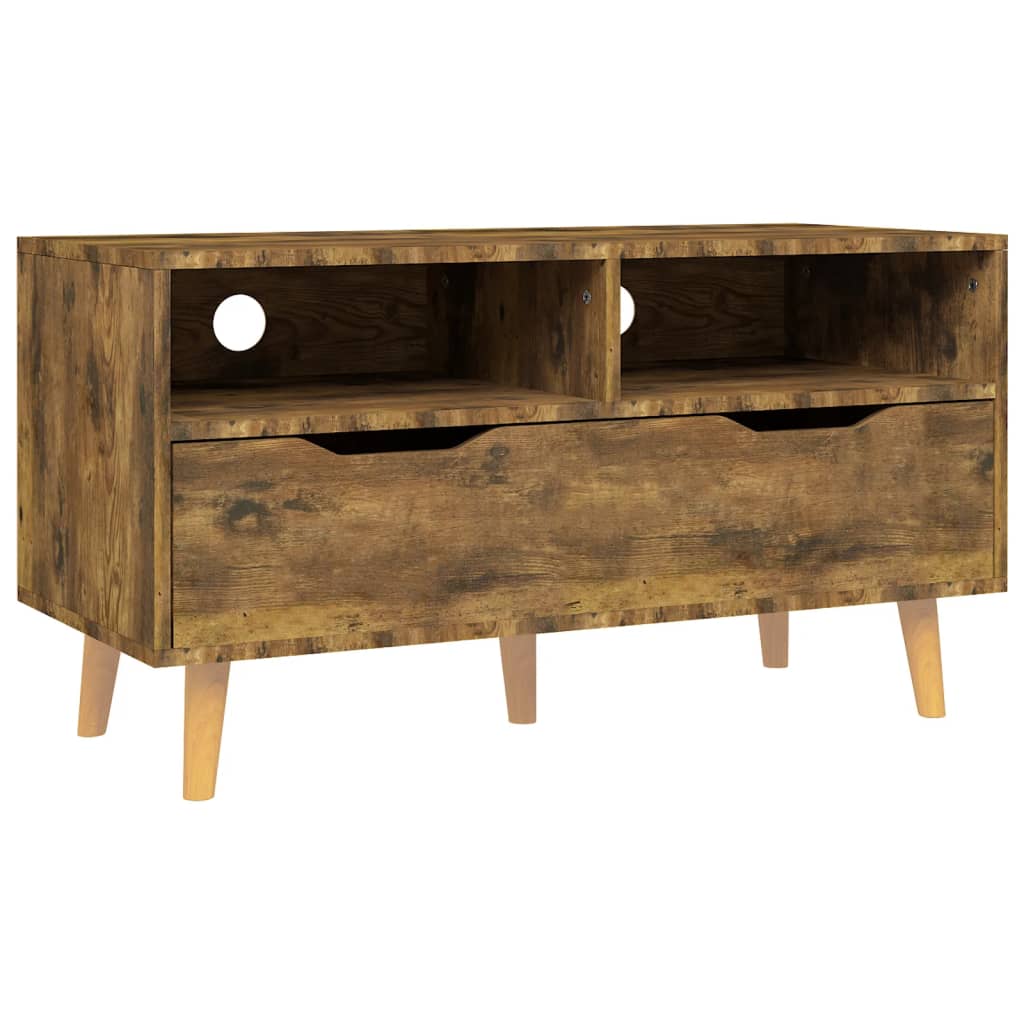 Meuble TV chêne fumé 90x40x48,5 cm bois d'ingénierie - XIOS