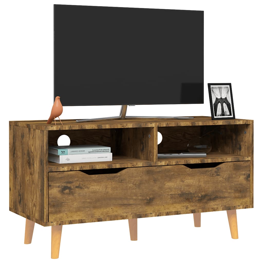 Meuble TV chêne fumé 90x40x48,5 cm bois d'ingénierie - XIOS