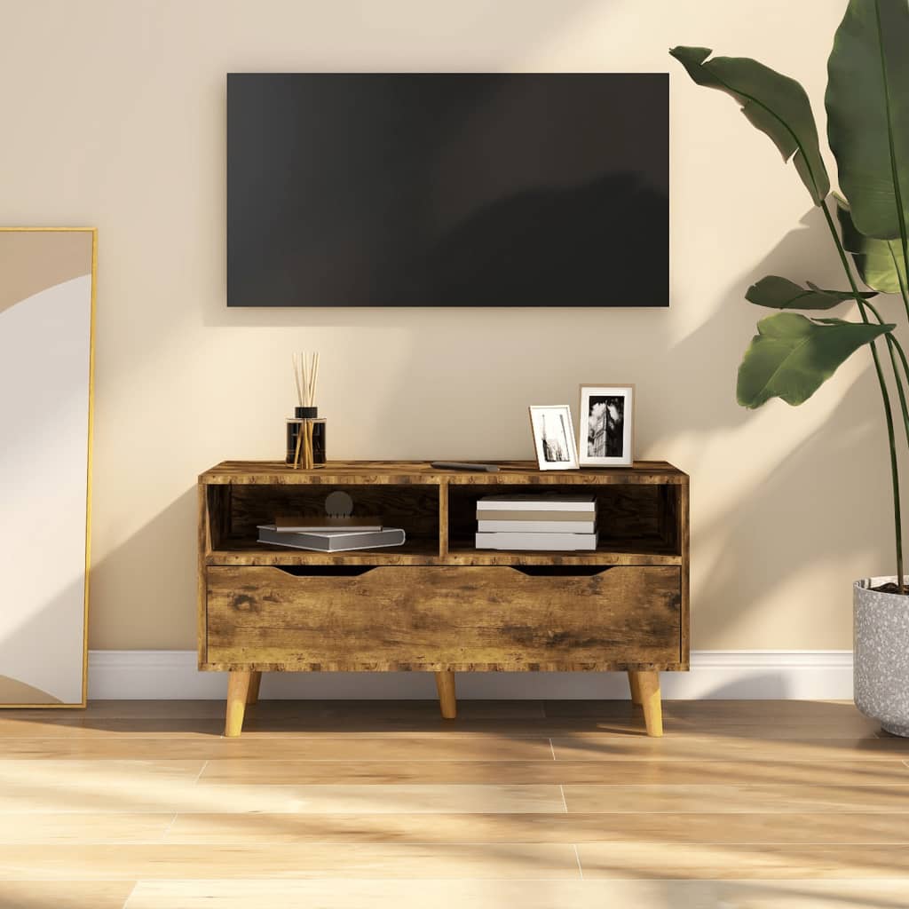 Meuble TV chêne fumé 90x40x48,5 cm bois d'ingénierie - XIOS