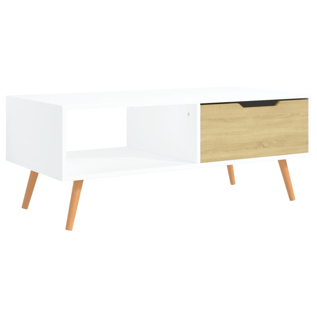 Table basse Blanc et chêne Sonoma 100x49,5x43cm Bois ingénierie - XIOS