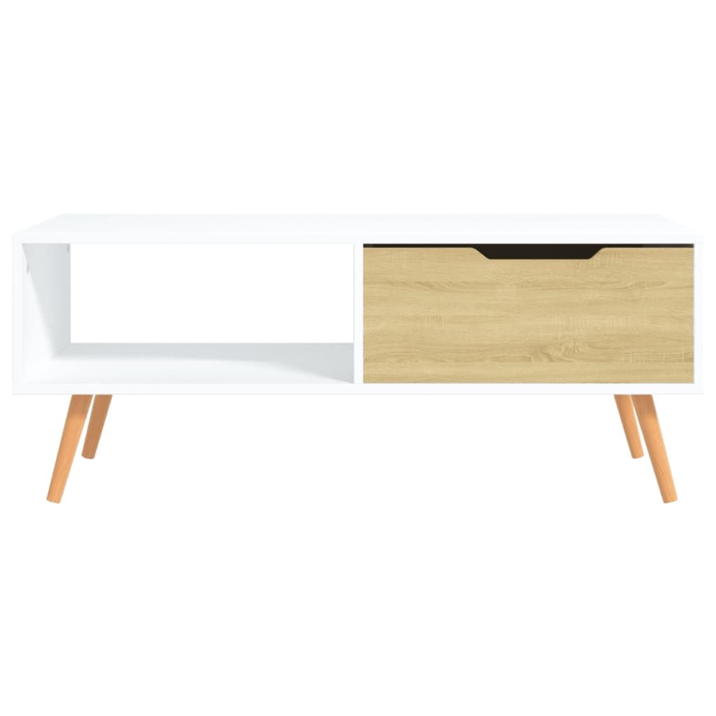 Table basse Blanc et chêne Sonoma 100x49,5x43cm Bois ingénierie - XIOS