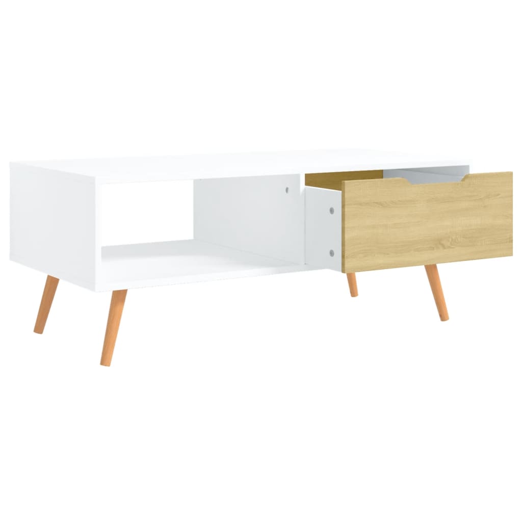 Table basse Blanc et chêne Sonoma 100x49,5x43cm Bois ingénierie - XIOS