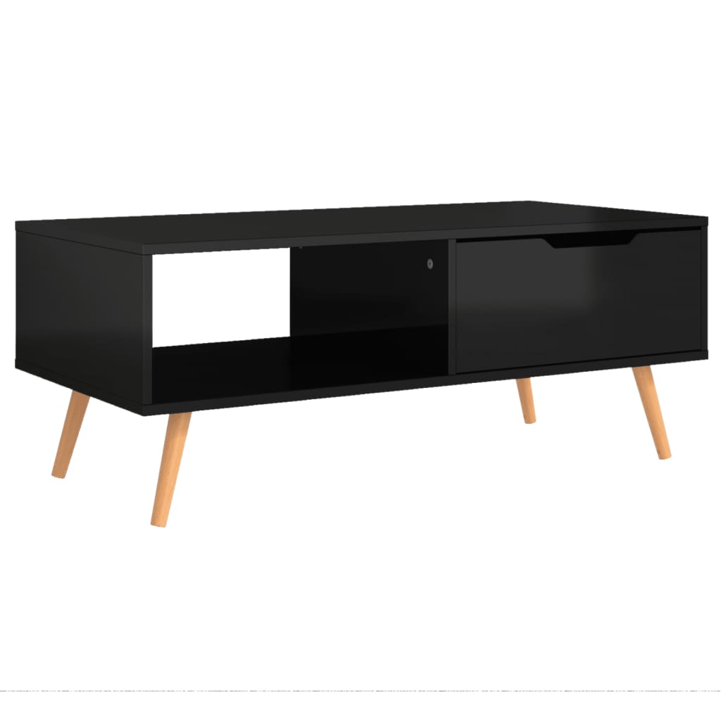 Table basse Noir brillant 100x49,5x43 cm Bois d'ingénierie - XIOS