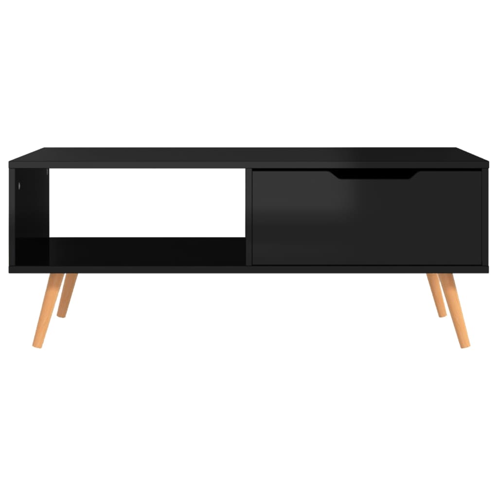 Table basse Noir brillant 100x49,5x43 cm Bois d'ingénierie - XIOS