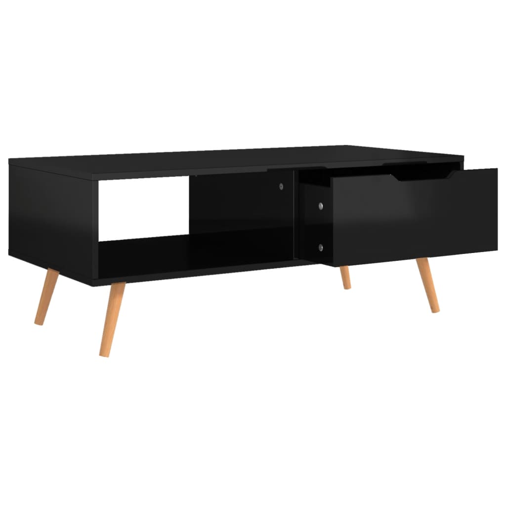Table basse Noir brillant 100x49,5x43 cm Bois d'ingénierie - XIOS