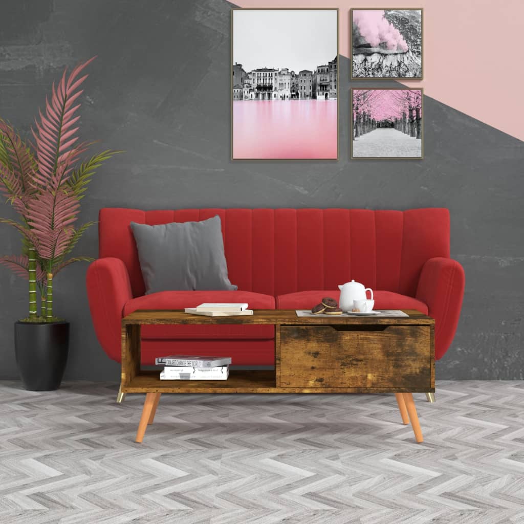 Table basse Chêne fumé 100x49,5x43 cm Bois d'ingénierie - XIOS