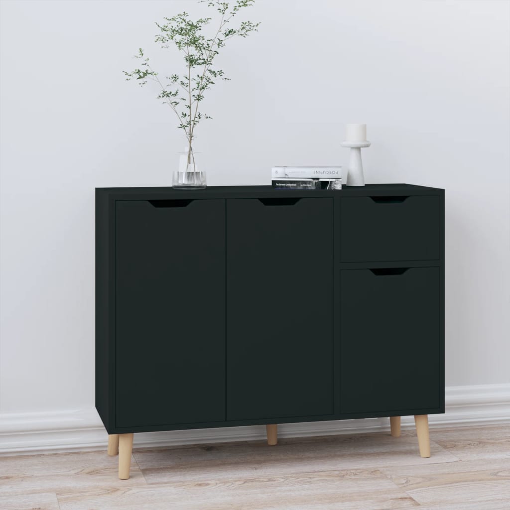 Buffet noir 90x30x72 cm bois d'ingénierie - XIOS