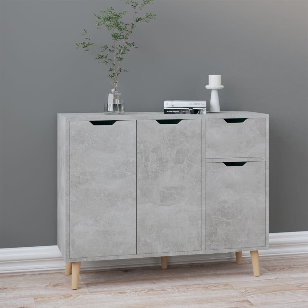 Buffet gris béton 90x30x72 cm bois d'ingénierie - XIOS