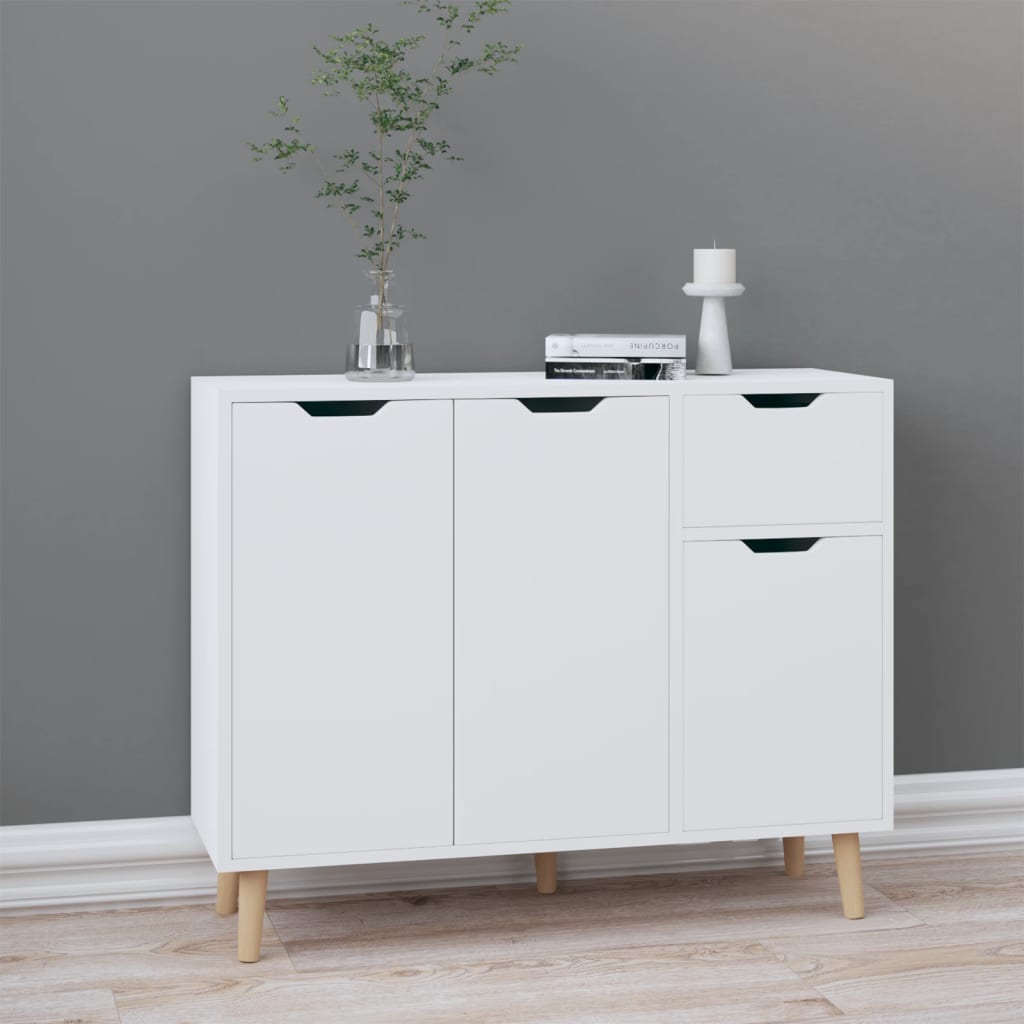 Buffet blanc brillant 90x30x72 cm bois d'ingénierie - XIOS