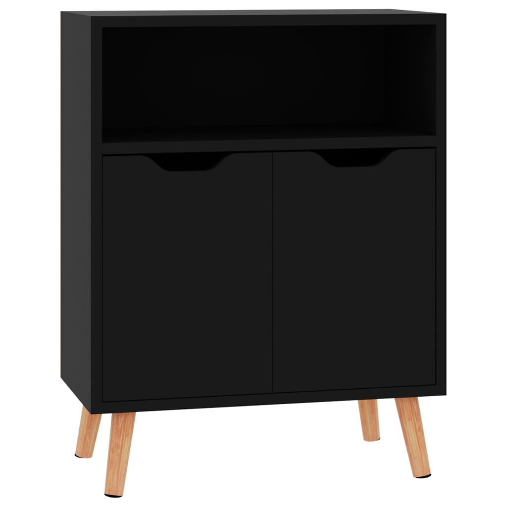 Buffet noir brillant 60x30x72 cm bois d'ingénierie - XIOS