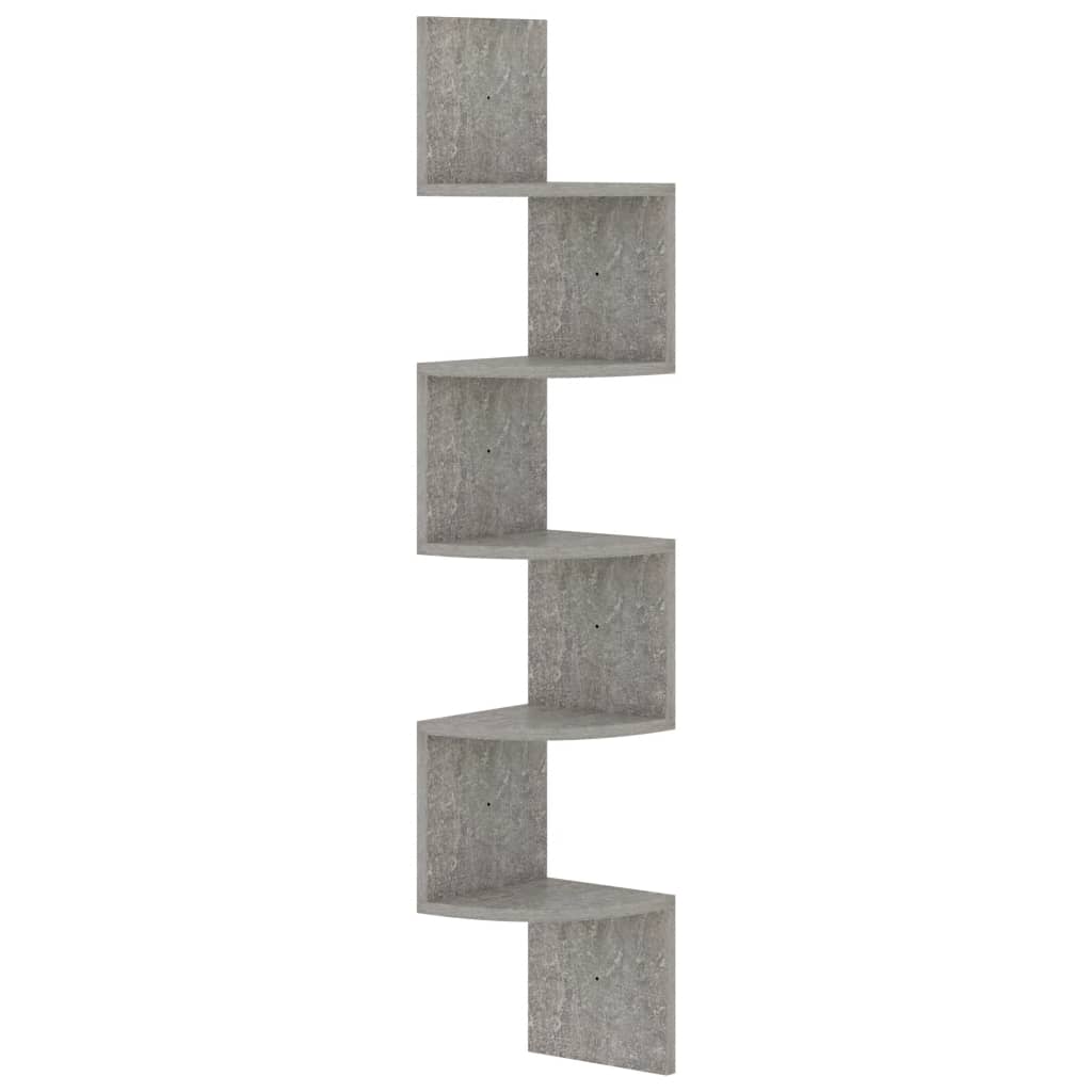 Étagère d'angle murale gris béton 19x19x123cm bois d'ingénierie - XIOS