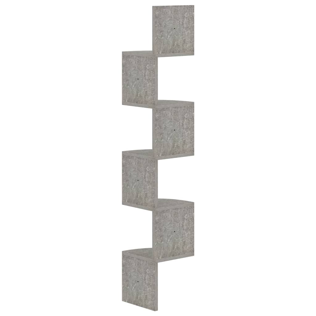 Étagère d'angle murale gris béton 19x19x123cm bois d'ingénierie - XIOS