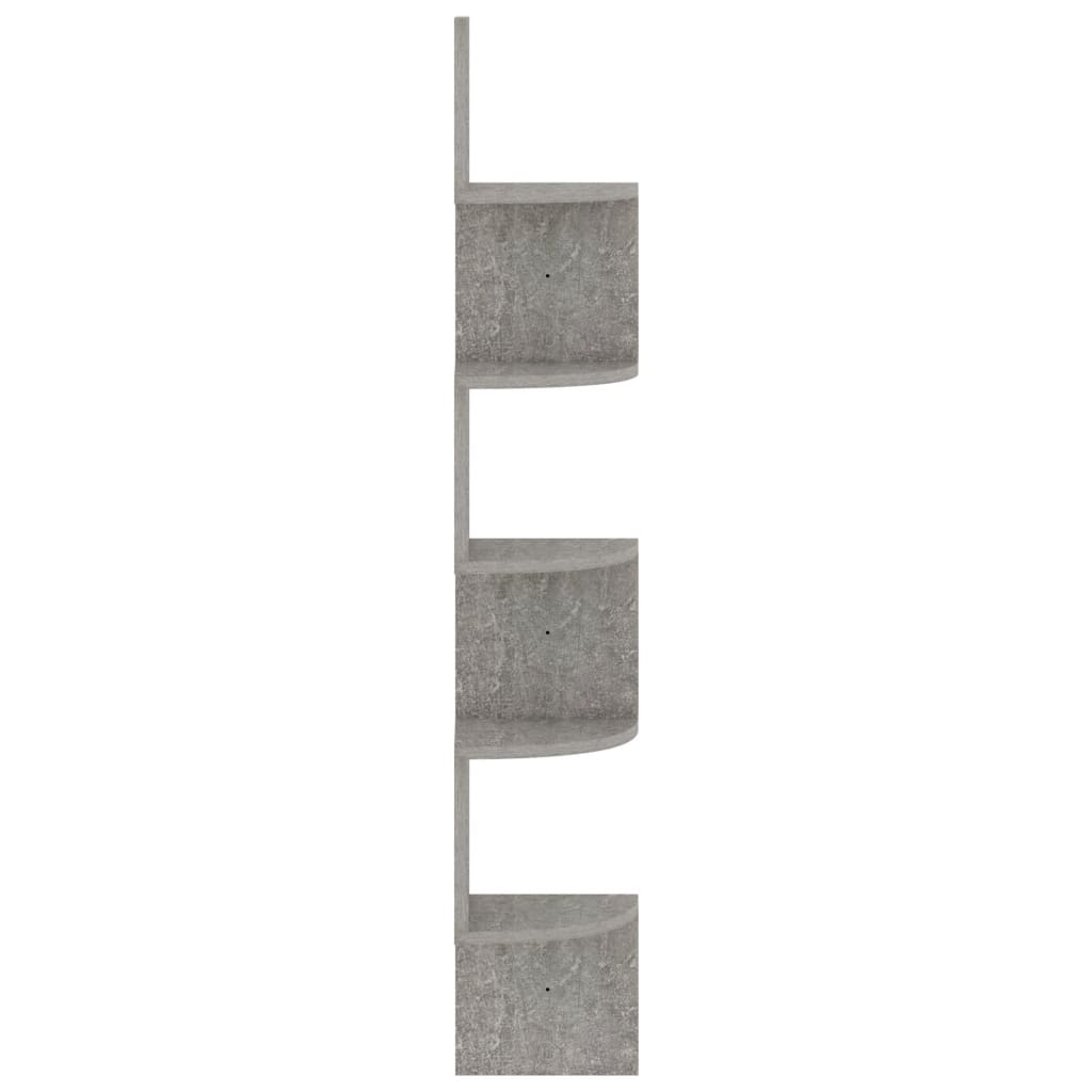 Étagère d'angle murale gris béton 19x19x123cm bois d'ingénierie - XIOS