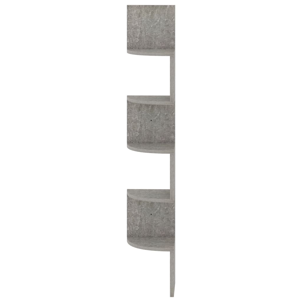 Étagère d'angle murale gris béton 19x19x123cm bois d'ingénierie - XIOS