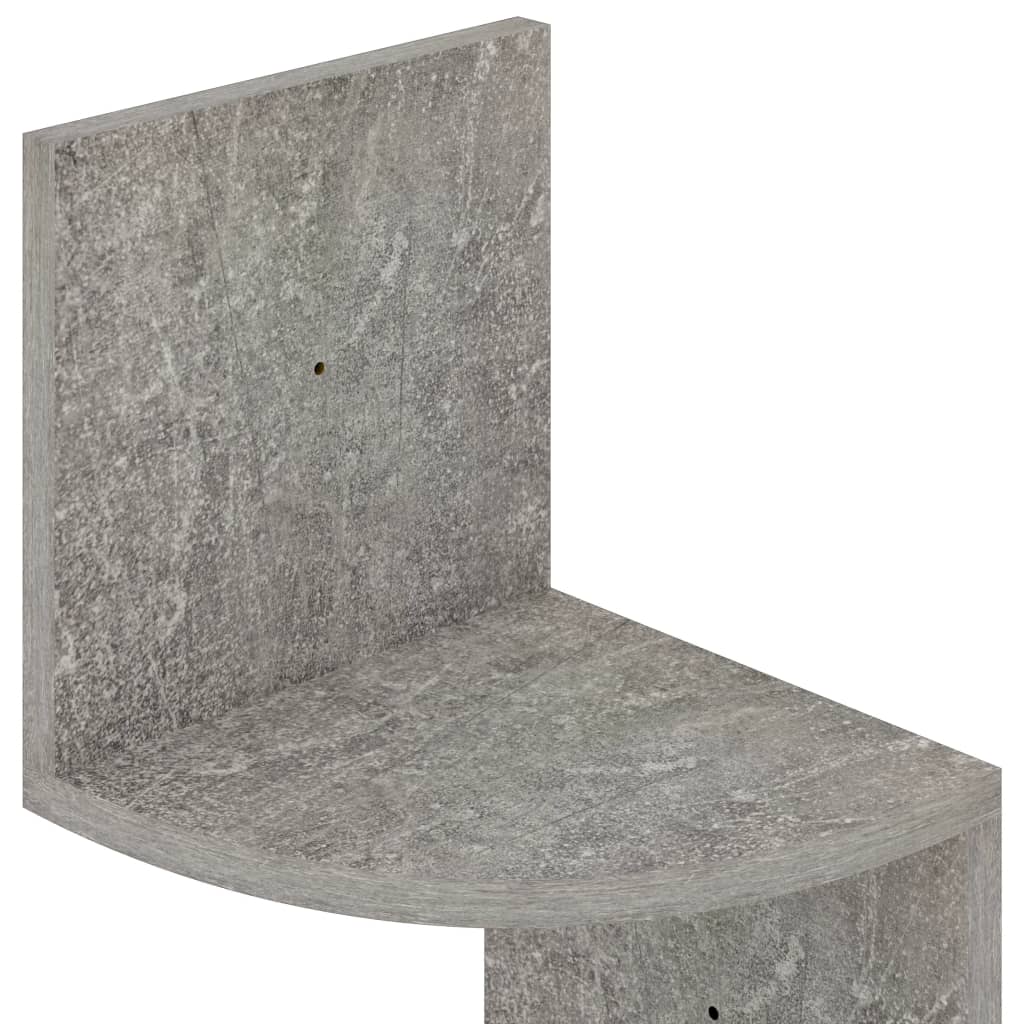 Étagère d'angle murale gris béton 19x19x123cm bois d'ingénierie - XIOS
