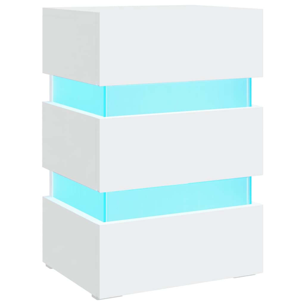 Table de chevet à LED blanc 45x35x67 cm bois d'ingénierie - XIOS