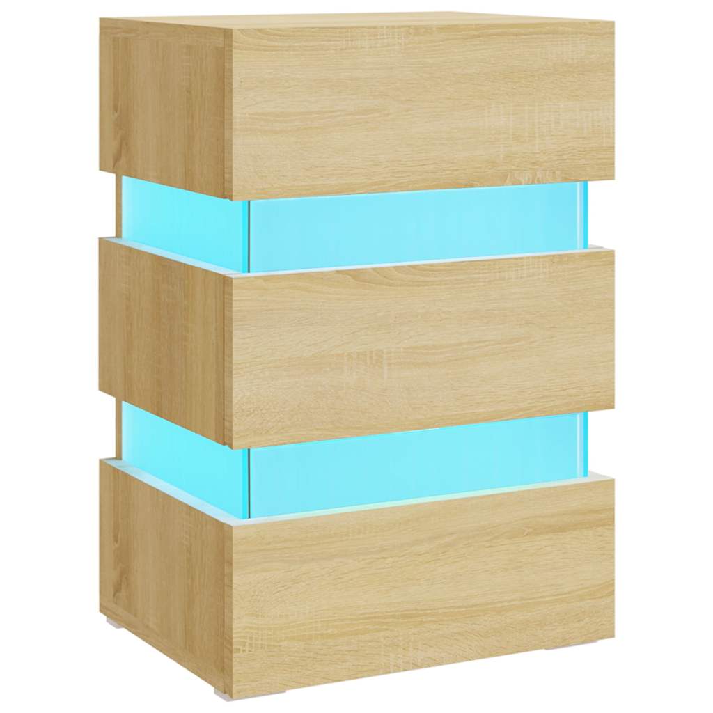 Table de chevet à LED chêne sonoma 45x35x67cm bois d'ingénierie - XIOS