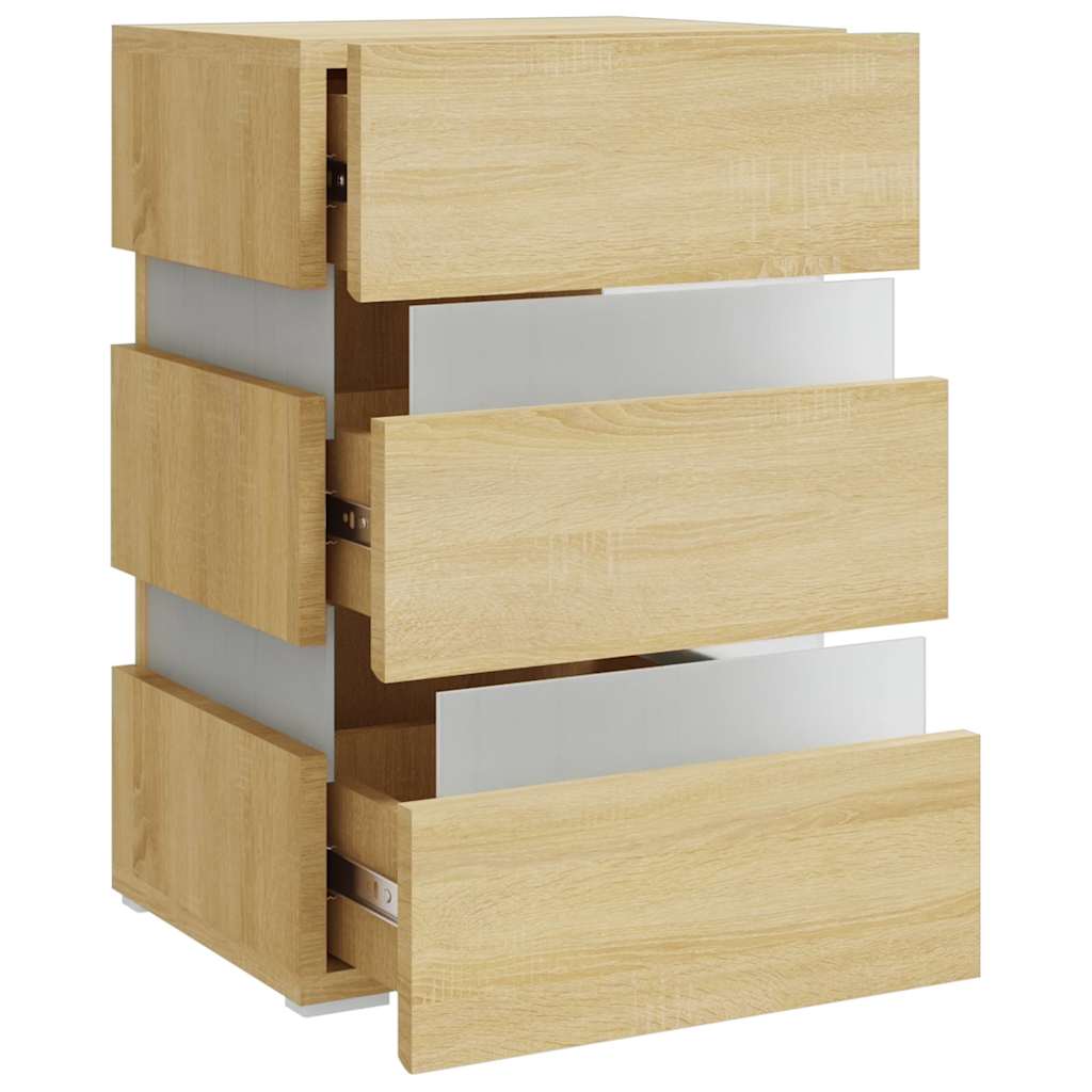Table de chevet à LED chêne sonoma 45x35x67cm bois d'ingénierie - XIOS