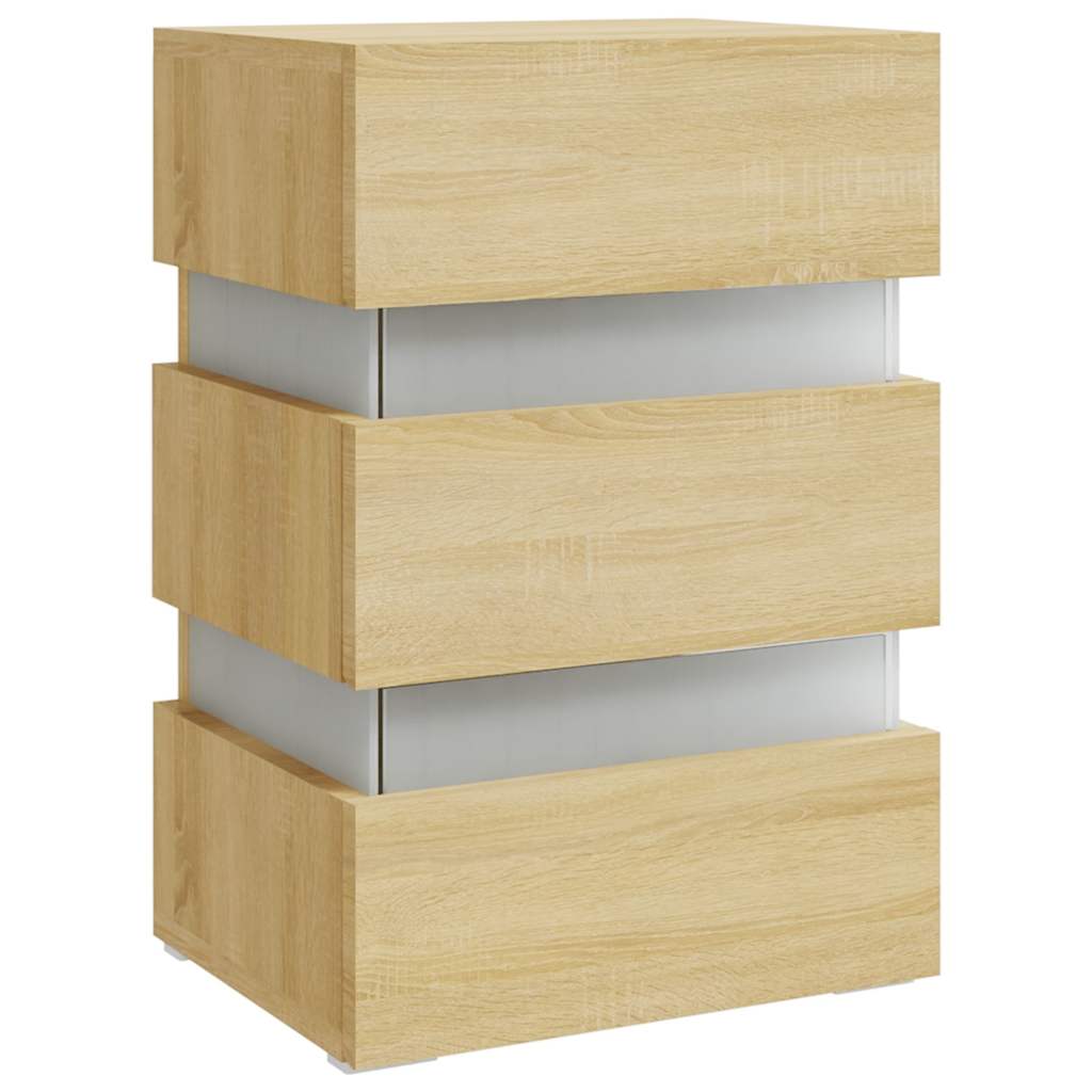 Table de chevet à LED chêne sonoma 45x35x67cm bois d'ingénierie - XIOS
