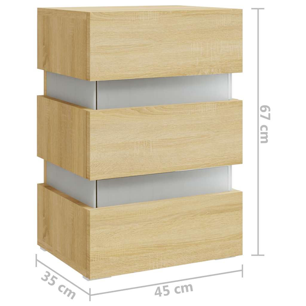 Table de chevet à LED chêne sonoma 45x35x67cm bois d'ingénierie - XIOS