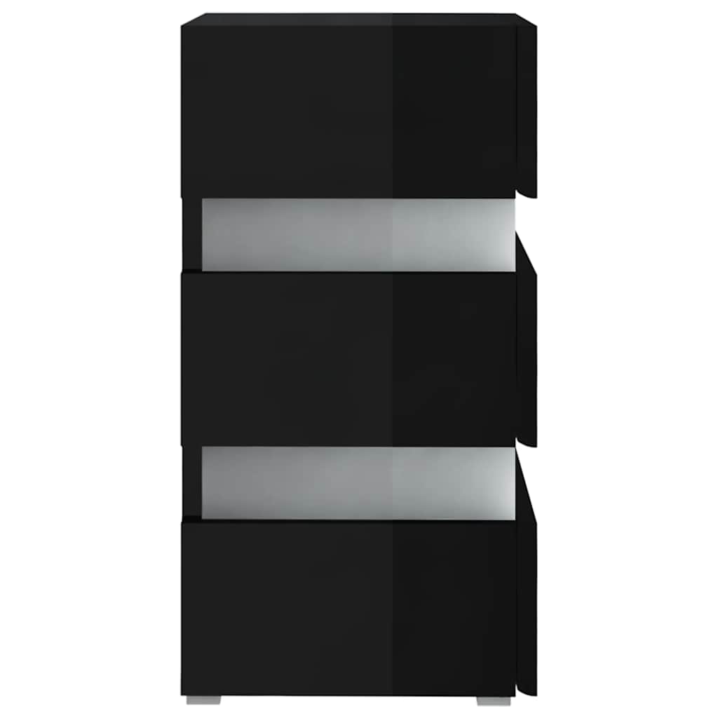 Table de chevet à LED noir brillant 45x35x67 cm bois ingénierie - XIOS