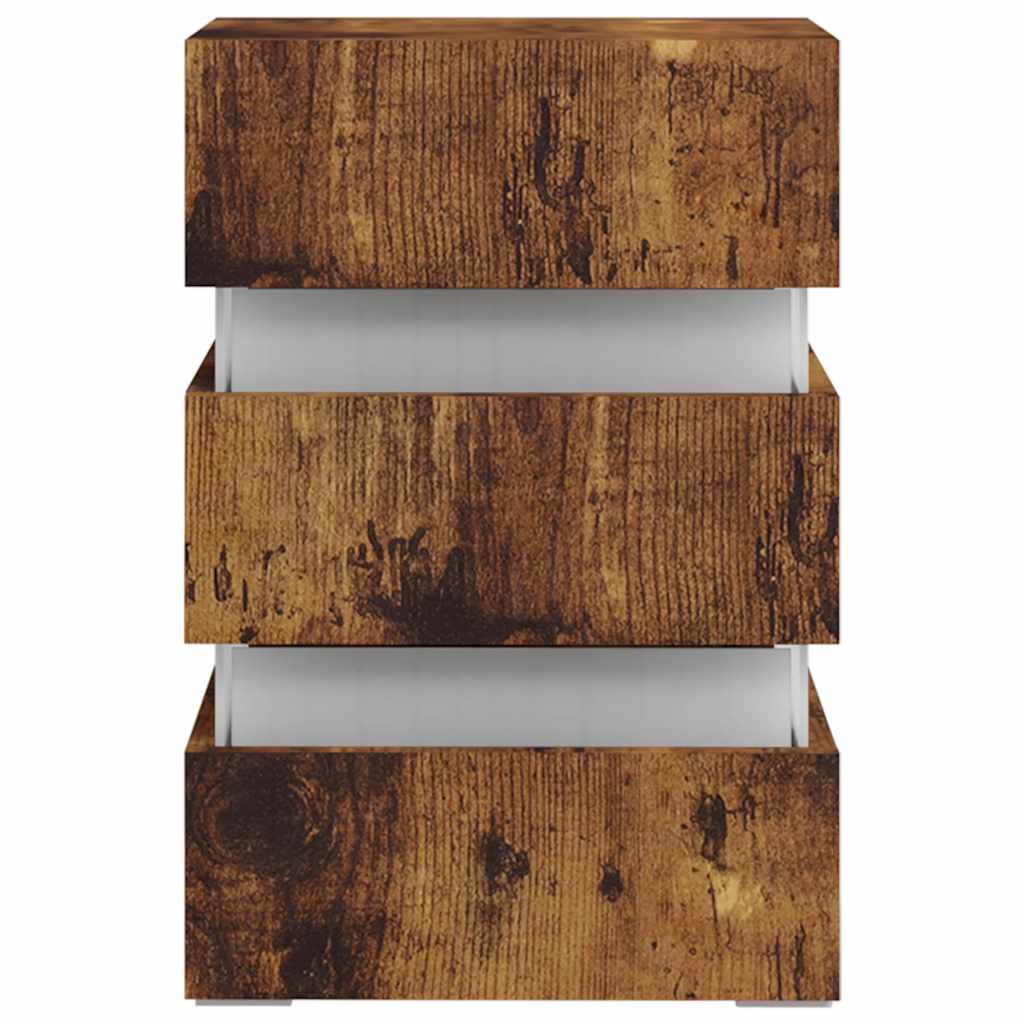 Table de chevet à LED chêne fumé 45x35x67 cm bois d'ingénierie - XIOS