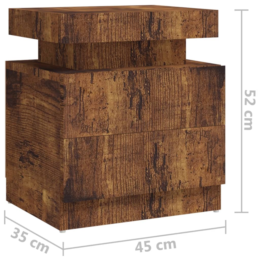 Table de chevet chêne fumé 45x35x52 cm Bois d'ingénierie - XIOS