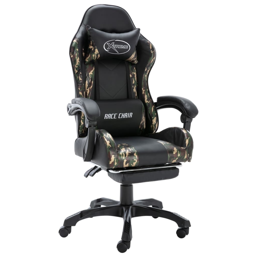 Fauteuil de jeux vidéo repose-pied Noir/camouflage Similicuir - XIOS