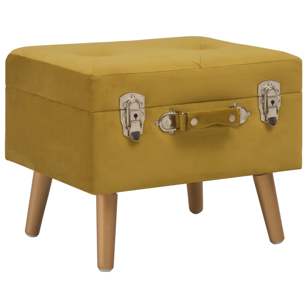 Tabouret de rangement 40 cm Jaune moutarde Velours - XIOS