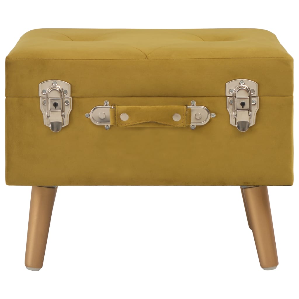 Tabouret de rangement 40 cm Jaune moutarde Velours - XIOS